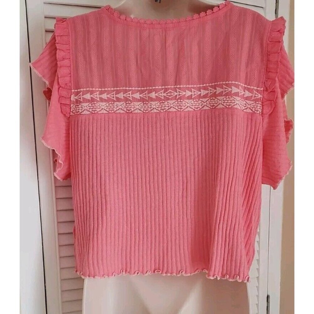 NEW FREE PEOPLE SARAFINA PEACH LEMONADE COMBO EMBROIDERED TASSEL TOP SZ MEDIUM - Picture 6 of 10